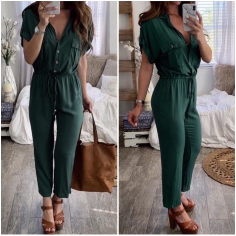 LAST ONE✨Military Army Green Drawstring Jumpsuit - Picture 2 of 7